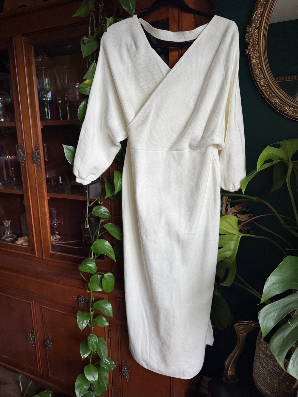 Classic White Wrap Midi Dress